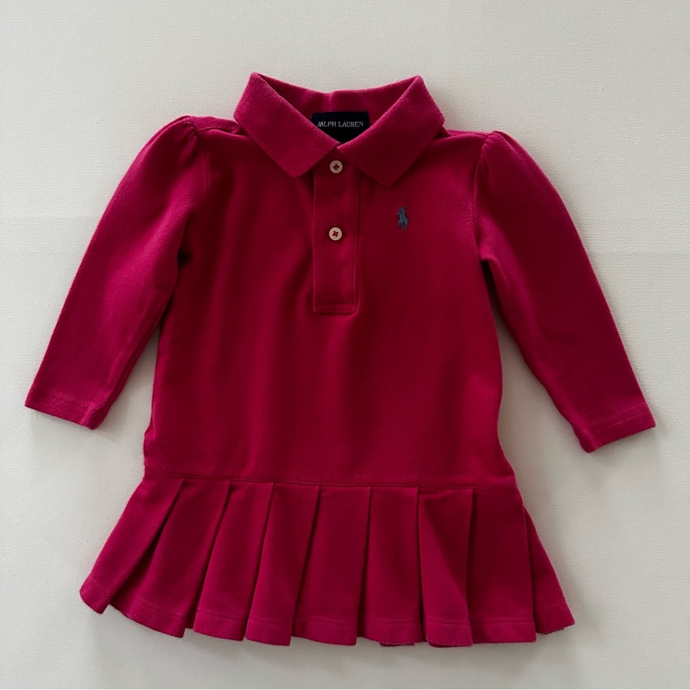 Ralph Lauren 12 Months Baby Girl Pink Fuchsia Polo Dress